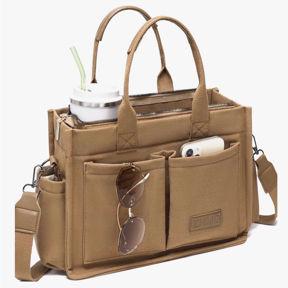 Tan Canvas Organizer Tote for Men